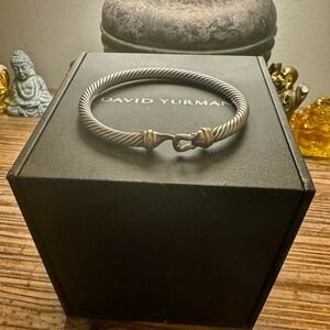 David Yurman Buckle Classic Cable Bracelet Sterling  Silver 18K Gold SIze M